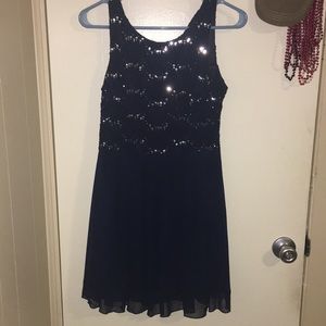 Navy Blue and Silver Formal Dress